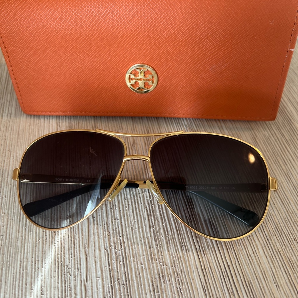 Black and Gold Tory Burch Aviators